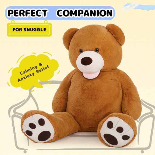 Giant 51.18inch Brown Teddy Bear Stuffed Animal, Soft Polyester Plush with Footprint Design, Large Cuddly Teddy Bear for Baby Shower, Christmas, Valentine's Day, Birthday Gift, Kids Room Decor | Friendly Animal Design | Quality Stuffed Animal, Stuffed Plushies - Image 4