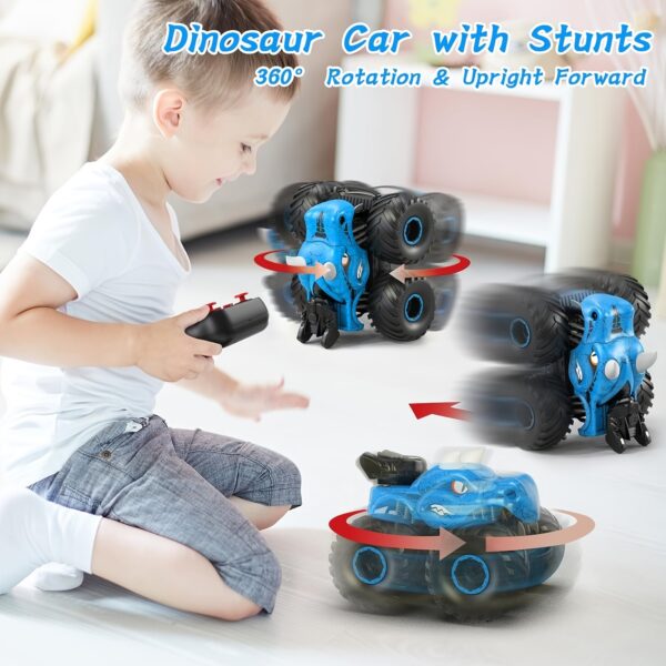 RC Dinosaur Monster Truck - Electronic Pets with Rotating Stunt Action, Lights, Water Spray - Perfect Birthday, Christmas, And Halloween Gift for Kids Age 6+ - Image 8