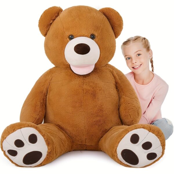 MorisMos 52in Giant Teddy Bear Stuffed Animal - Soft Plush Brown Teddy Bear with White Paw Prints, Large Cuddly for Baby Shower, Christmas, Birthday Gifts, Home Decor, Cute Stuffed Animals, Hug Gift, Playful Design, Animethemed Design, Fluffy Texture