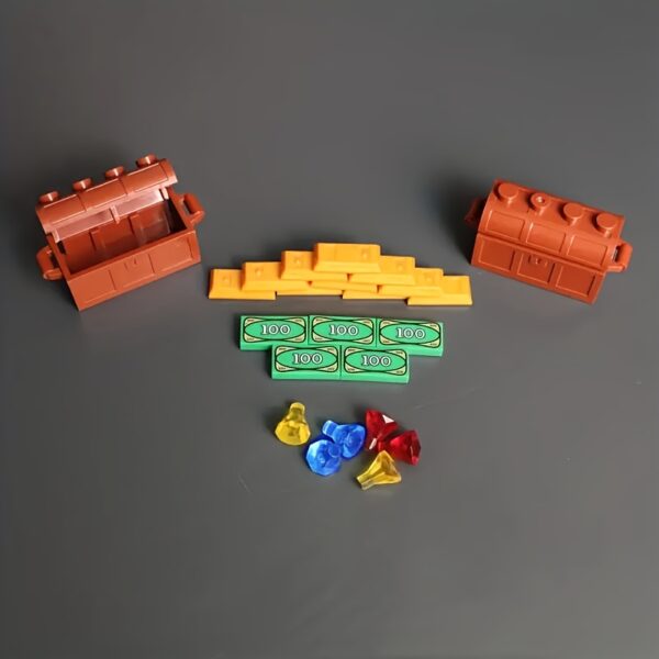 [100 Dollar Bill Building Blocks] Building Blocks Themed Around a 100 Dollar Bill, Featuring Golden And Silver Cash Designs, Perfect for Treasure Chests And Gemstone Brick Toys. These Accessories Are Compatible with City Friends And Make Great Gifts for Halloween And Christmas. - Image 3