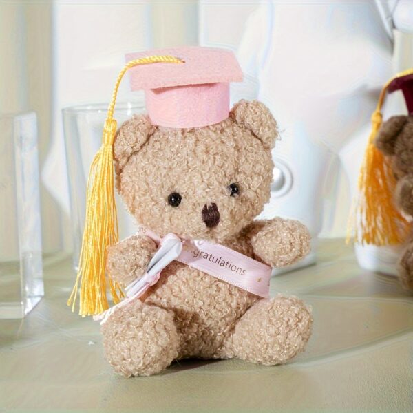 1 Graduation Teddy Bear Plush Toy- Hooded Purple Golden Tassel Red Ribbon Commemorative Gift, Pet Dog Lover Puppy Supplies, Small Stuffed Bear, Carefully Crafted Celebration Design - Image 3