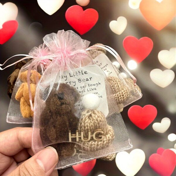 1pc Mini Plush Bear Hug Gift Bag with Encouragement Card - Cute Brown and White Teddy Bear in Clear Mesh Bag, Perfect Thoughtful Birthday and Christmas Gift for Loved Ones, Heartfelt Present | Stuffed Animal Toy | Printed Message Card - Image 4