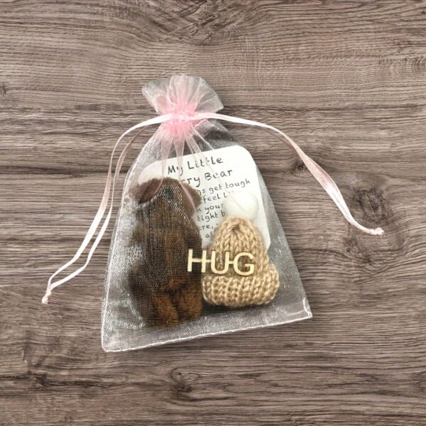 1pc Mini Plush Bear Hug Gift Bag with Encouragement Card - Cute Brown and White Teddy Bear in Clear Mesh Bag, Perfect Thoughtful Birthday and Christmas Gift for Loved Ones, Heartfelt Present | Stuffed Animal Toy | Printed Message Card - Image 5