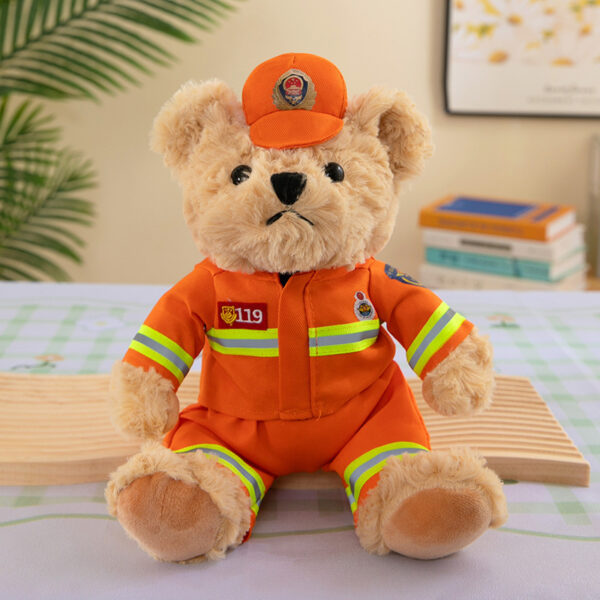Firefighter & Police Bear Plush Toy - Soft Teddy Bear with Firefighter & Police Outfits, Safe for All, Birthday Party Decorations, Home/Office Decoration - Cute First Responder Gift, Firefighter Decorations, Room Accessory, Playful Design, Durable Stuffed Animal, Home Decor, Cartoon Design, High-quality Fabric, Gift Idea - Image 5