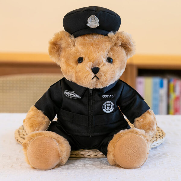 Firefighter & Police Bear Plush Toy - Soft Teddy Bear with Firefighter & Police Outfits, Safe for All, Birthday Party Decorations, Home/Office Decoration - Cute First Responder Gift, Firefighter Decorations, Room Accessory, Playful Design, Durable Stuffed Animal, Home Decor, Cartoon Design, High-quality Fabric, Gift Idea - Image 7