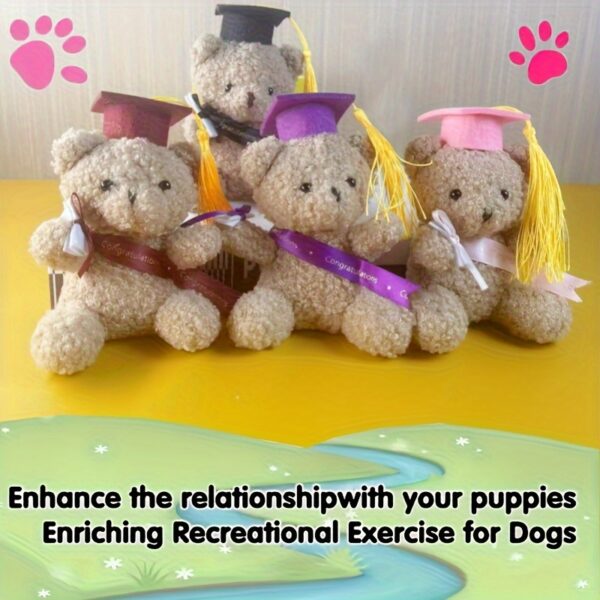 Graduation Teddy Bear Plush Toy with Diploma & Cap - Soft Plush Fabric, Golden Tassels, Red Tulle Overalls & Diploma Scarf - Perfect Gift for Pet Lovers, Graduation Dog & Small Animal Stuffed Companion, Graduation Theme Design, Highquality Stitching - Image 6