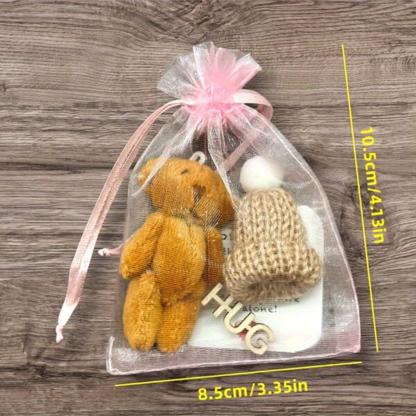 1pc Mini Plush Bear Hug Gift Bag with Encouragement Card - Cute Brown and White Teddy Bear in Clear Mesh Bag, Perfect Thoughtful Birthday and Christmas Gift for Loved Ones, Heartfelt Present | Stuffed Animal Toy | Printed Message Card - Image 8