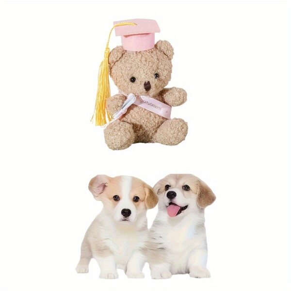 Graduation Teddy Bear Plush Toy with Diploma & Cap - Soft Plush Fabric, Golden Tassels, Red Tulle Overalls & Diploma Scarf - Perfect Gift for Pet Lovers, Graduation Dog & Small Animal Stuffed Companion, Graduation Theme Design, Highquality Stitching - Image 9