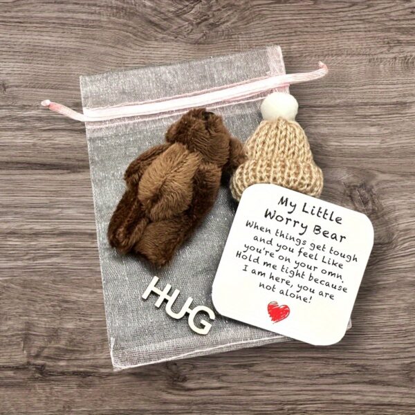 1pc Mini Plush Bear Hug Gift Bag with Encouragement Card - Cute Brown and White Teddy Bear in Clear Mesh Bag, Perfect Thoughtful Birthday and Christmas Gift for Loved Ones, Heartfelt Present | Stuffed Animal Toy | Printed Message Card - Image 6