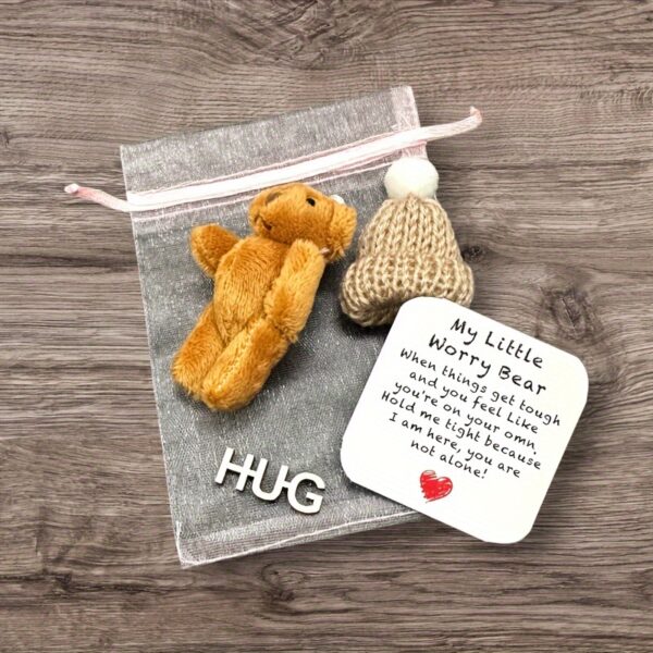 1pc Mini Plush Bear Hug Gift Bag with Encouragement Card - Cute Brown and White Teddy Bear in Clear Mesh Bag, Perfect Thoughtful Birthday and Christmas Gift for Loved Ones, Heartfelt Present | Stuffed Animal Toy | Printed Message Card - Image 7